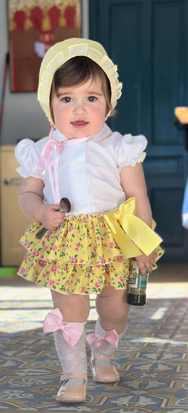 Sonata Infantil Girls Lemon Floral Skort Set VE2527 - MADE TO ORDER