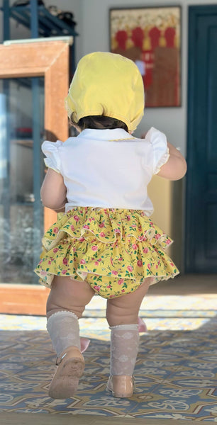 Sonata Infantil Girls Lemon Floral Skort Set VE2527 - MADE TO ORDER