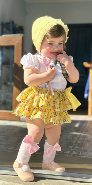 Sonata Infantil Girls Lemon Floral Skort Set VE2527 - MADE TO ORDER