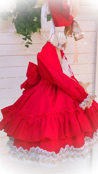 ELA Confeccion AW23 Spanish Girls Red Puffball Dress & Pants - MADE TO ORDER