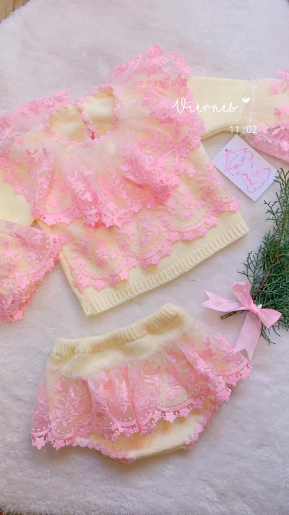 Ela Confeccion AW23 Spanish Baby Girls Lemon Knitted Jam Pant Set - MADE TO ORDER