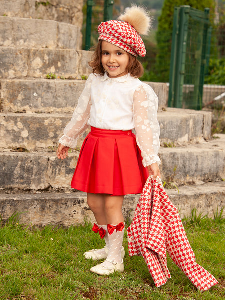 Sonata AW23 Spanish Girls Red Dogtooth Jacket & Skirt Set IN2311 - MADE TO ORDER