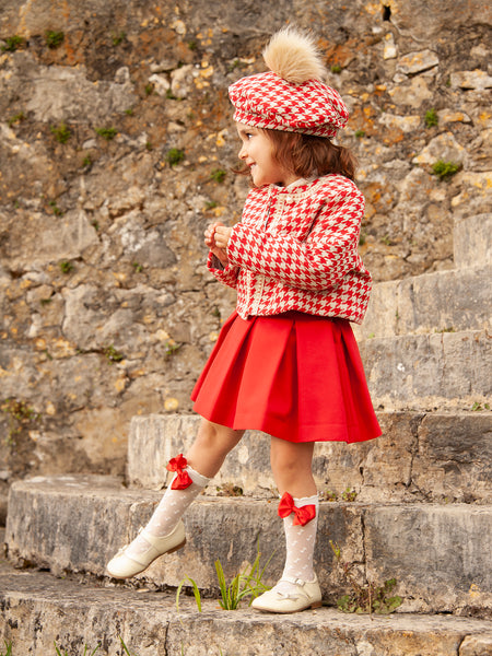 Sonata AW23 Spanish Girls Red Dogtooth Jacket & Skirt Set IN2311 - MADE TO ORDER