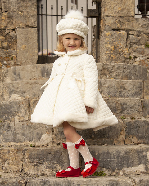Sonata AW23 Spanish Girls Cream Quilted Winter Coat IN2322 - MADE TO ORDER