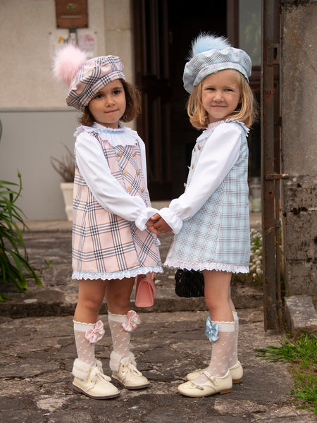 Sonata AW23 Spanish Girls Blue Check A-Line Dress IN2332 - MADE TO ORDER