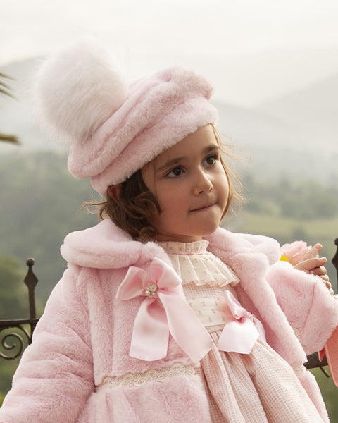Sonata AW23 Spanish Girls Pink Fur Winter Coat IN2341 - MADE TO ORDER