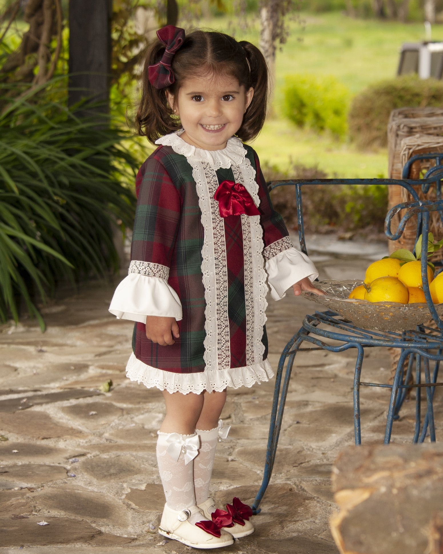 Sonata Infantil AW24 Spanish Girls Burgundy A-Line Dress IN2416 - MADE My Fair Baby Boutique Sonata Infantil AW24 Spanish Girls Burgundy A-Line Dress IN2416 - MADE My Fair Baby Boutique