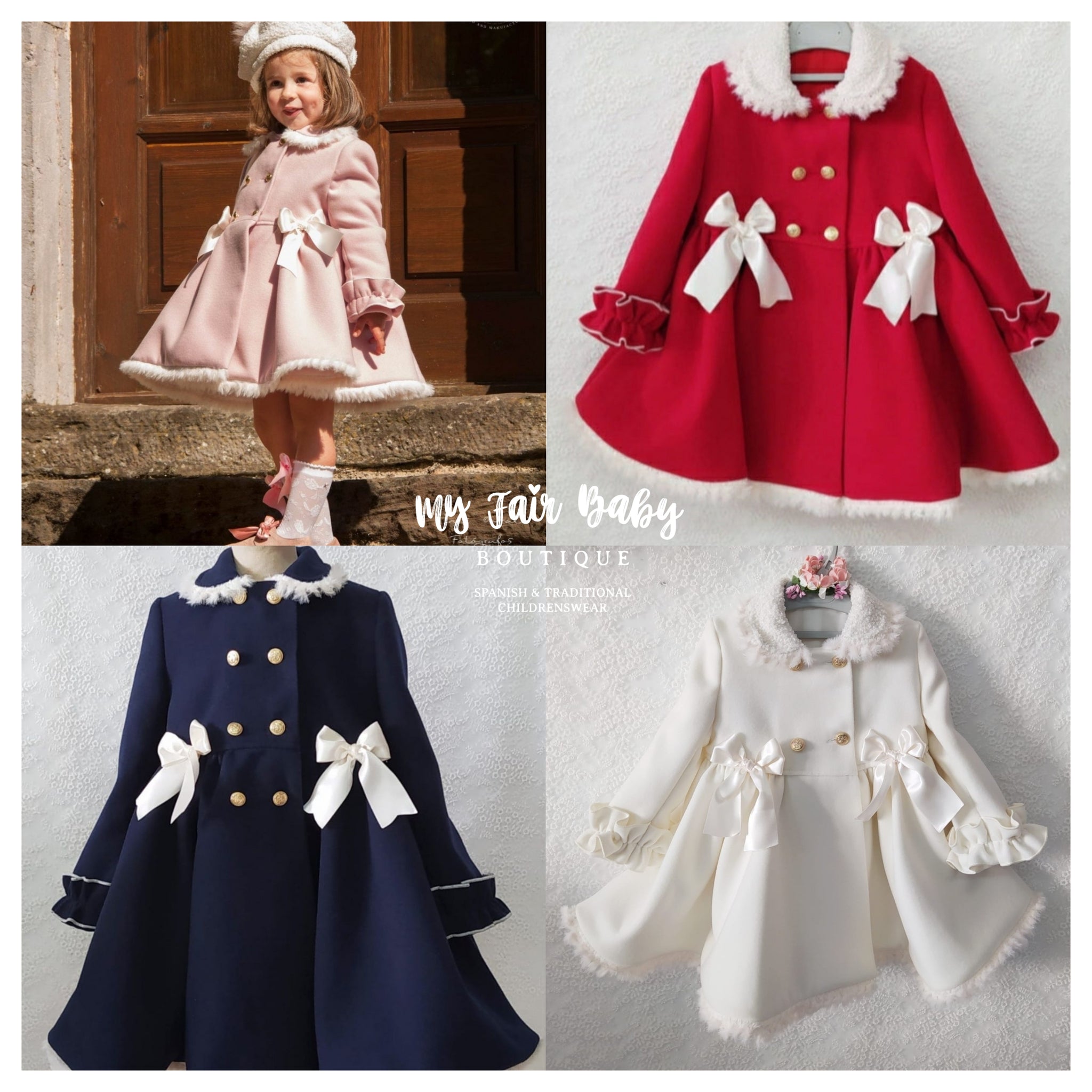 Sonata Infantil Spanish Girls Clara Coats - Pink, Red, Navy, Cream - MADE TO ORDER