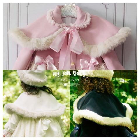 Sonata Infantil Spanish Girls Winter Capes - Pink, Cream, Navy, Red - MADE TO ORDER