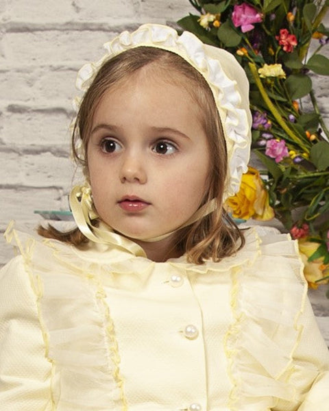 Sonata Infantil Spanish Girls Lemon Summer Coat & Bonnet PC2305 - 18m IN STOCK NOW
