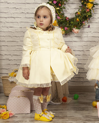 Sonata Infantil Spanish Girls Lemon Summer Coat & Bonnet PC2305 - 18m IN STOCK NOW