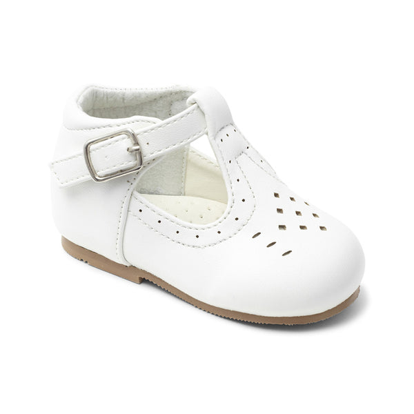 Traditional Boys White Matt Hard Soled Walking Shoes