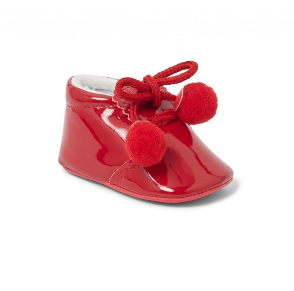 Spanish Style Patent Baby Pom Pom Booties ~ 8 Colour Options