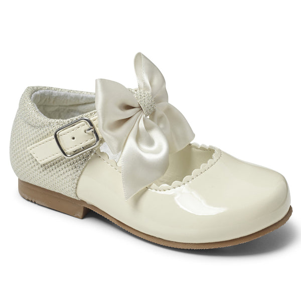 Sevva Girls Cream Patent Mary Jane Bow Shoes - Kristy ~ UK 4,10,11