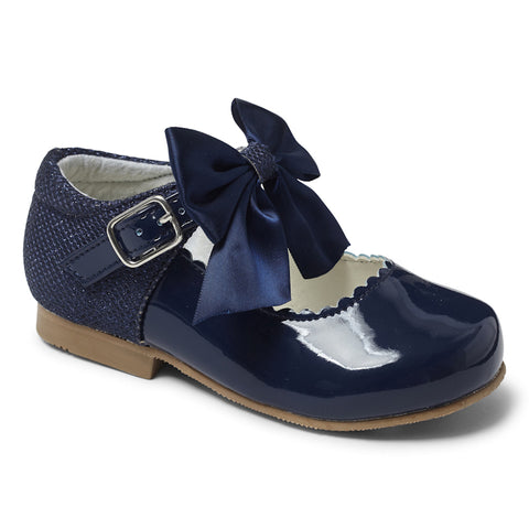 Sevva Girls Navy Patent Mary Jane Bow Shoes - Kristy