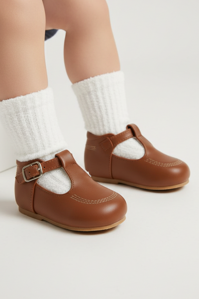 Traditional Baby Boys Tan Hard Soled Shoes