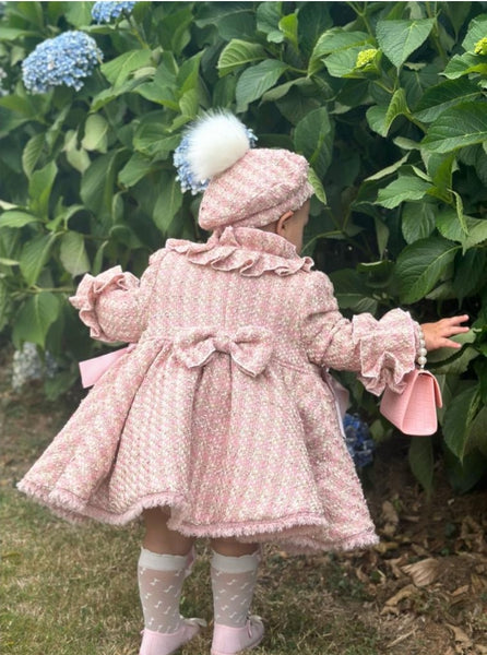 Sonata AW23 Spanish Girls Pink Tweed Style Coat IN2355 - MADE TO ORDER