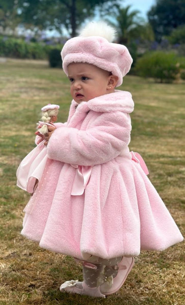 Sonata AW23 Spanish Girls Pink Extra Soft Fur Coat IN2213 - MADE TO ORDER