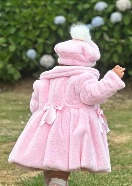 Sonata AW23 Spanish Girls Pink Extra Soft Fur Coat IN2213 - MADE TO ORDER