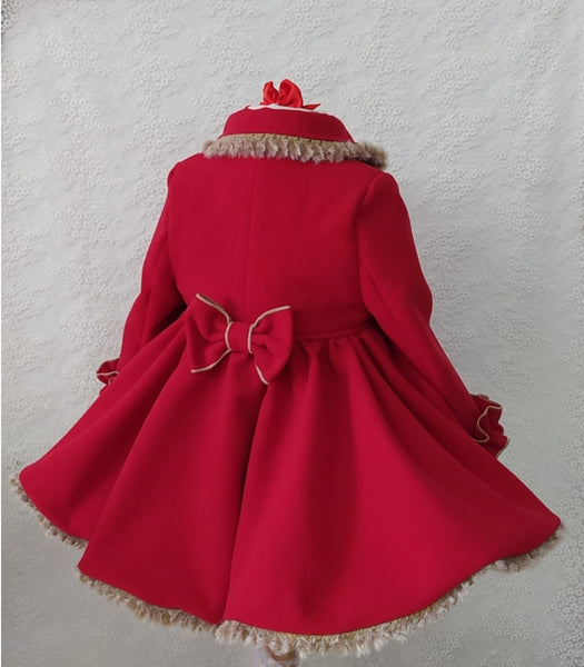 Sonata Infantil Spanish Girls Valeria Winter Coats - Cream or Red - MADE TO ORDER