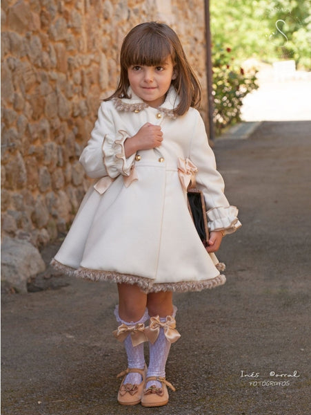 Sonata Infantil Spanish Girls Valeria Winter Coats - Cream or Red - MADE TO ORDER