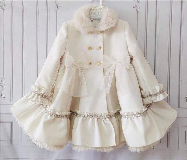 Sonata Infantil Spanish Girls Charlotte Winter Coats - Cream or Red - MADE TO ORDER
