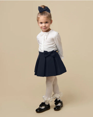Caramelo Girls Navy Velour Skirt Set With Hairbow 0322169 -3-10y