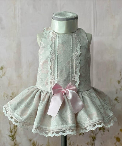 Sonata Infantil Spanish Girls Pink & Cream Dropwaist Dress VE2444 - MADE TO ORDER