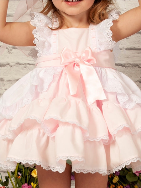 Sonata Infantil Spanish Girls Pink Ruffle Puffball Dress VE2220 - IN STOCK NOW