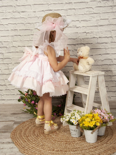 Sonata Infantil Spanish Girls Pink Ruffle Puffball Dress VE2220 - IN STOCK NOW