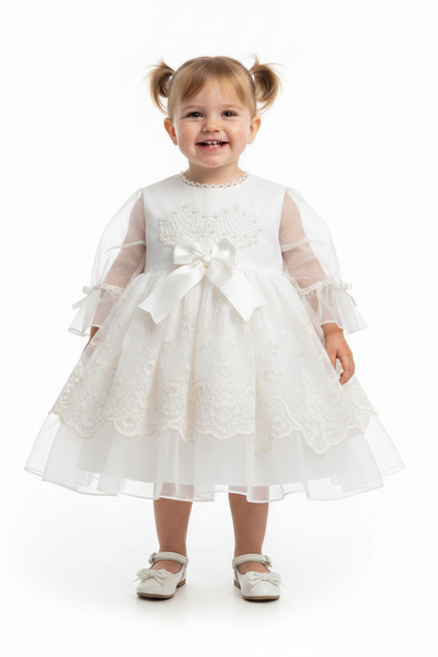 Sonata Infantil Spanish Girls Cream Gardenia Lace Puffball Dress IN2 - MADE TO ORDER