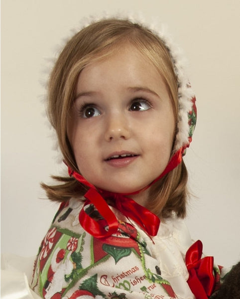 Sonata AW22 Spanish Girls Santa Christmas Pattern Bonnet IN2237- MADE TO ORDER