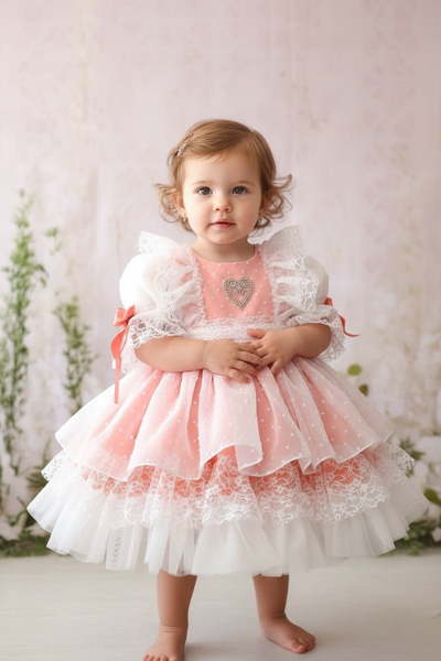 Sonata Spanish Girls Coral Tulle Puffball Dress VE2129 - 18m - IN STOCK NOW