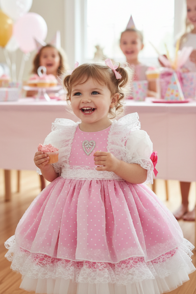 Sonata Infantil Spanish Girls Fushia Pink Tulle Puffball Dress VE2129 - MADE TO ORDER
