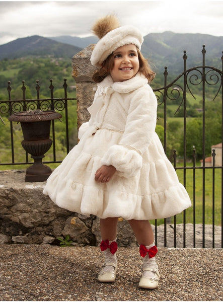 Sonata AW23 Spanish Girls Cream Fur Winter Coat IN2321 - MADE TO ORDER