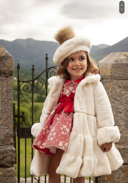 Sonata AW23 Spanish Girls Cream Fur Winter Coat IN2321 - MADE TO ORDER