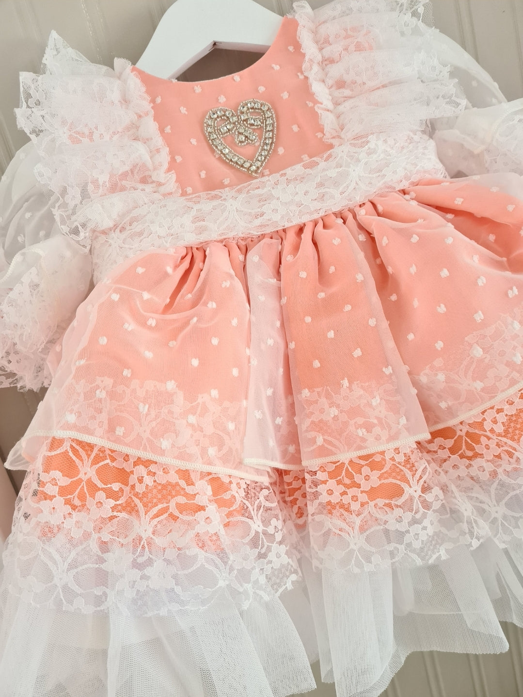 Sonata Spanish Girls Coral Tulle Puffball Dress VE2129 - MADE TO ORDER