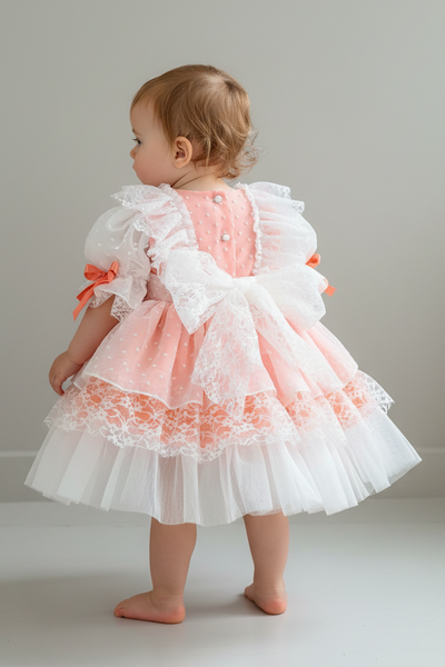 Sonata Spanish Girls Coral Tulle Puffball Dress VE2129 - 18m - IN STOCK NOW