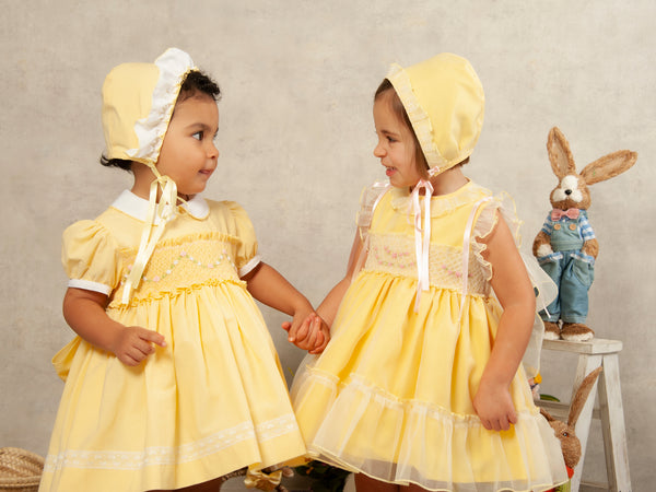 Sonata SS24 Spanish Girls Lemon Smocked Easter Dress VE2401 - MADE TO ORDER