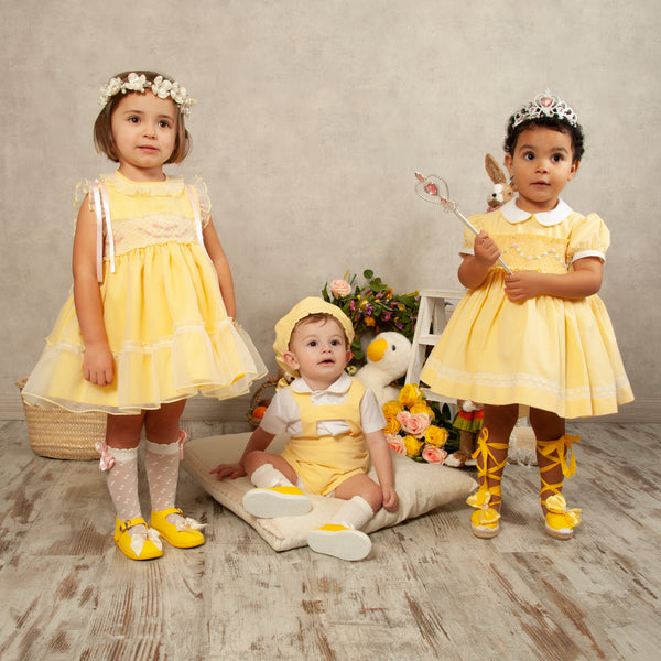 Sonata SS24 Spanish Girls Lemon Smocked Puffball Dress VE2402 - MADE TO ORDER