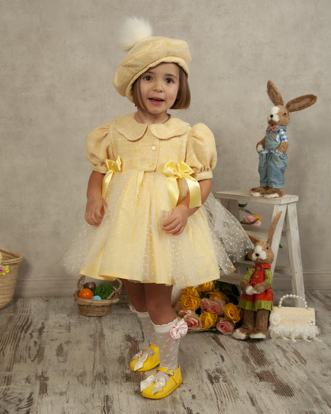 Sonata SS24 Spanish Girls Lemon Tulle Puffball Dress VE2404 - MADE TO ORDER