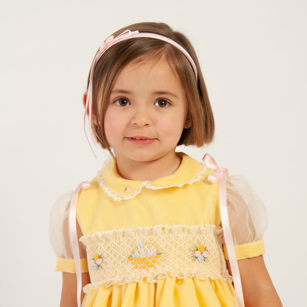 Sonata SS24 Spanish Girls Lemon Smocked Tulle Easter Dress VE2414 - MADE TO ORDER
