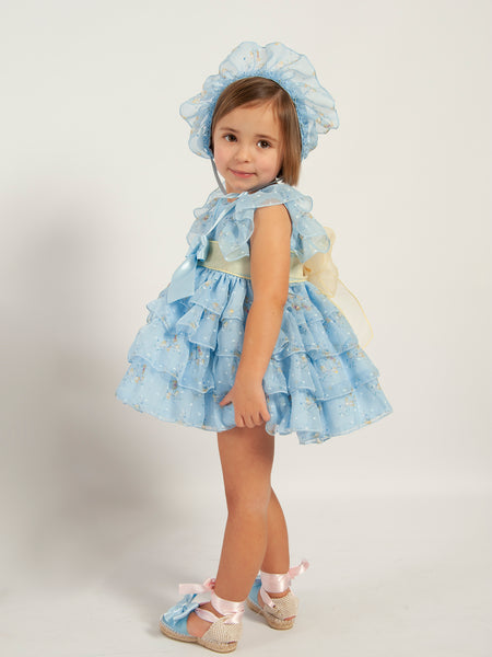 Sonata SS24 Spanish Girls Blue Tulle Puffball Dress VE2415 - MADE TO ORDER