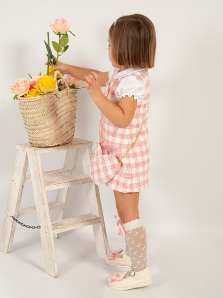 Sonata SS24 Spanish Girls Pink Check A-Line Dress VE2420 - MADE TO ORDER