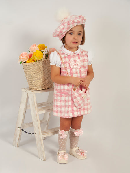 Sonata SS24 Spanish Girls Pink Check A-Line Dress VE2420 - MADE TO ORDER