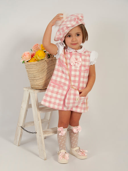 Sonata SS24 Spanish Girls Pink Check A-Line Dress VE2420 - MADE TO ORDER