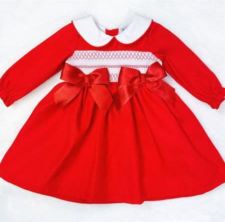 Wee Me Spanish Girls Classic Red Smocked Dress MYD2377 - 6-24m