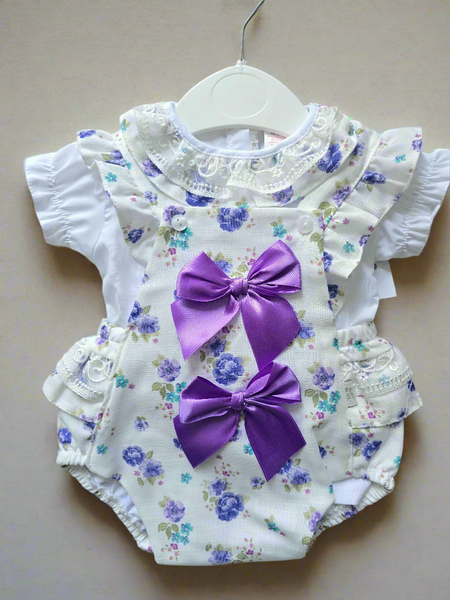 Spanish Baby Girls Purple Floral Romper Set M002P
