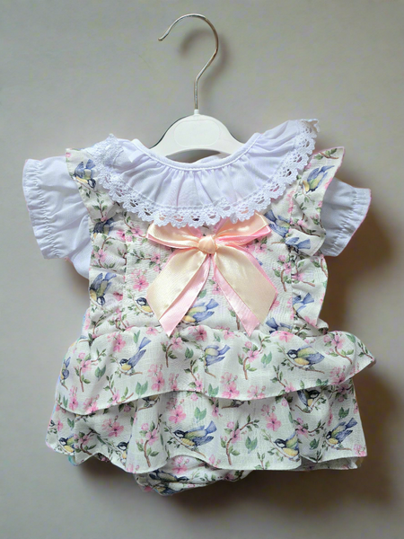 Spanish Baby Girls Floral Bird Romper Set M002B ~ 3-36m