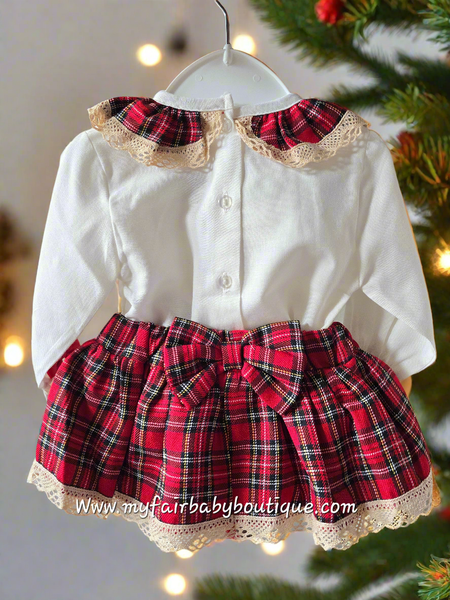 Spanish Baby Girls Red Tartan Jam Pant Set 9026 - 3,12m